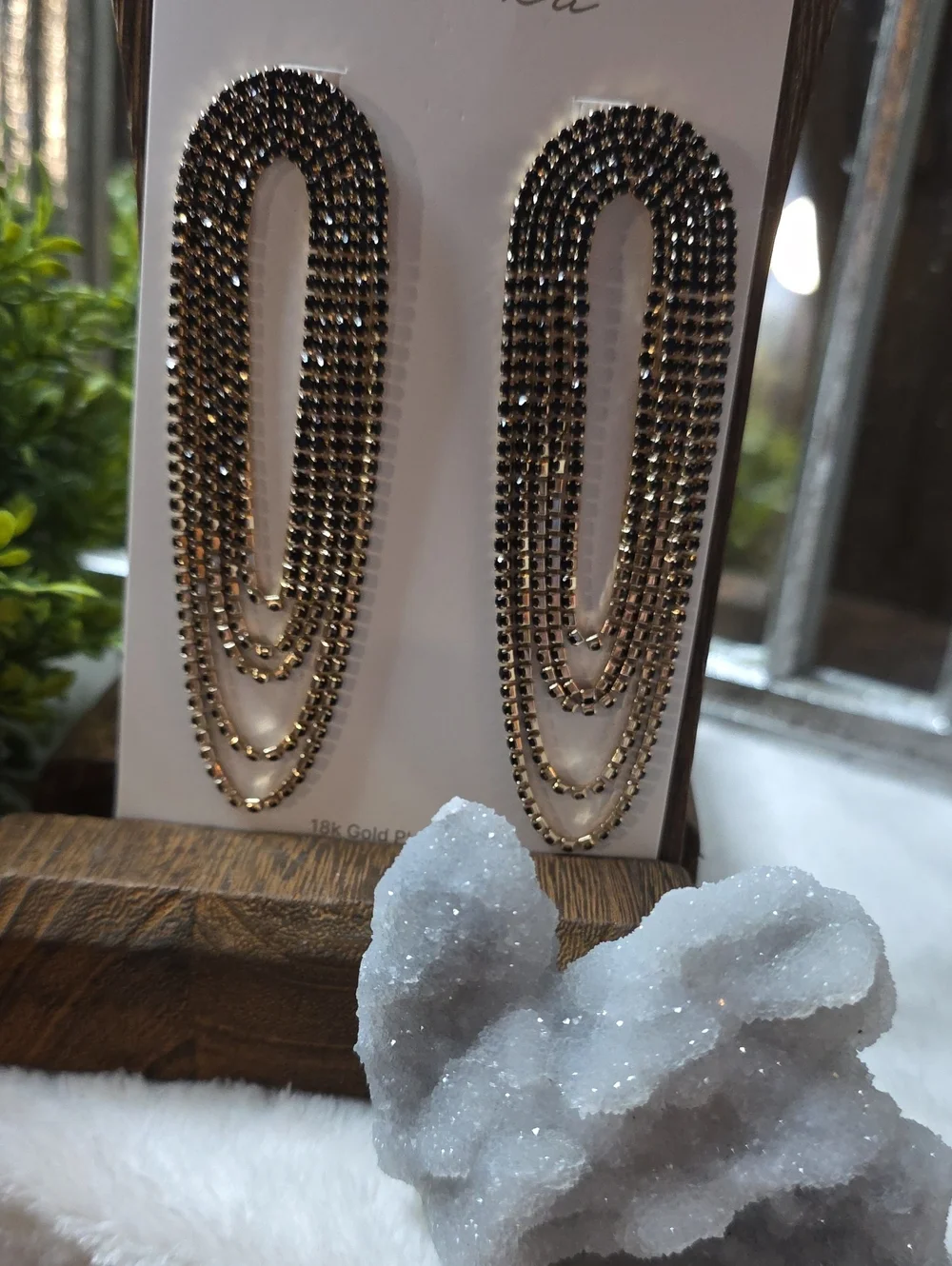 ettika Gold-Tone Multi Strand Crystal Loop Earrings